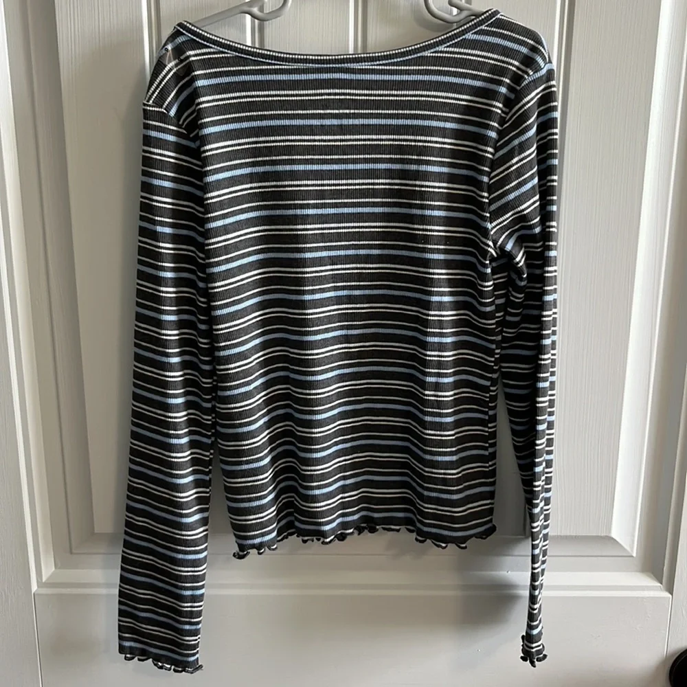 NWOT Justice Striped Caged Neck Shirt